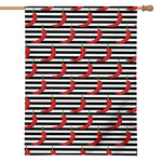 Black And White Striped Chili Print House Flag