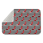 Black And White Striped Chili Print Indoor Door Mat