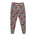 Black And White Striped Chili Print Jogger Pants