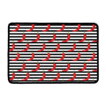 Black And White Striped Chili Print Kitchen Mat