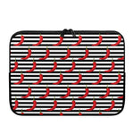 Black And White Striped Chili Print Laptop Sleeve