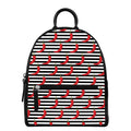 Black And White Striped Chili Print Leather Backpack