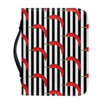 Black And White Striped Chili Print Leather Bible Cover