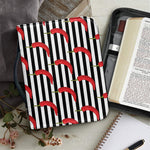 Black And White Striped Chili Print Leather Bible Cover