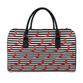 Black And White Striped Chili Print Leather Duffel Bag
