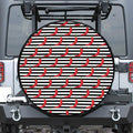 Black And White Striped Chili Print Leather Spare Tire Cover