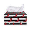 Black And White Striped Chili Print Leather Tissue Box Cover