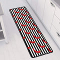 Black And White Striped Chili Print Long Kitchen Mat