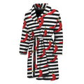 Black And White Striped Chili Print Men's Bathrobe