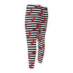 Black And White Striped Chili Print Men's Compression Pants