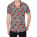 Black And White Striped Chili Print Men's Shirt