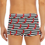 Black And White Striped Chili Print Men's Short Boxer Briefs