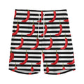 Black And White Striped Chili Print Men's Athletic Shorts