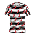 Black And White Striped Chili Print Men's Athletic T-Shirt