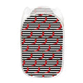 Black And White Striped Chili Print Mesh Laundry Hamper