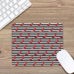 Black And White Striped Chili Print Mouse Pad