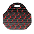 Black And White Striped Chili Print Neoprene Lunch Bag
