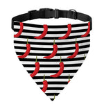 Black And White Striped Chili Print Over The Collar Dog Bandana