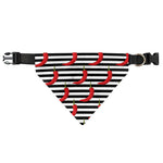Black And White Striped Chili Print Over The Collar Dog Bandana