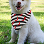 Black And White Striped Chili Print Over The Collar Dog Bandana