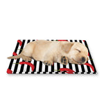 Black And White Striped Chili Print Pet Cooling Mat Cover