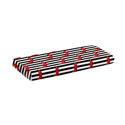 Black And White Striped Chili Print Piano Keyboard Cover