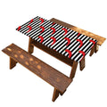 Black And White Striped Chili Print Picnic Table Cover