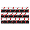 Black And White Striped Chili Print Polyester Doormat