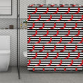 Black And White Striped Chili Print Polyester Shower Curtain
