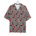 Black And White Striped Chili Print Rayon Hawaiian Shirt