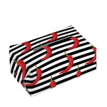 Black And White Striped Chili Print Rectangle Tissue Box Cover