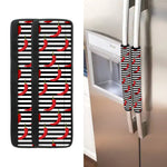 Black And White Striped Chili Print Refrigerator Handle Covers