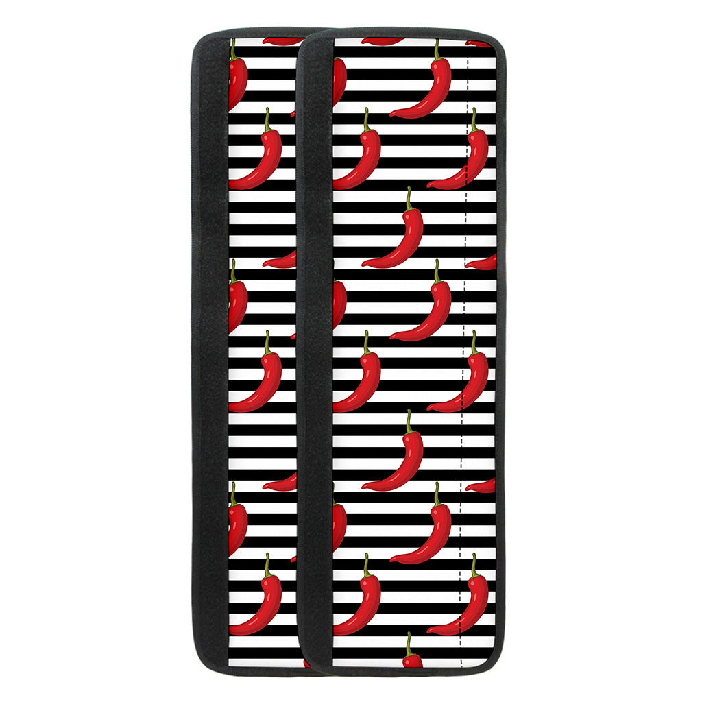 Black And White Striped Chili Print Refrigerator Handle Covers