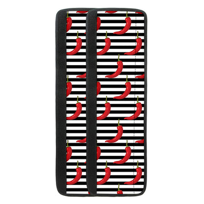 Black And White Striped Chili Print Refrigerator Handle Covers