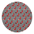 Black And White Striped Chili Print Round Blanket