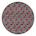 Black And White Striped Chili Print Round Floor Mat