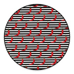 Black And White Striped Chili Print Round Floor Mat