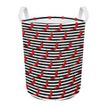 Black And White Striped Chili Print Round Laundry Basket