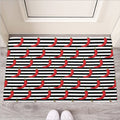 Black And White Striped Chili Print Rubber Doormat