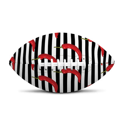 Black And White Striped Chili Print Rugby Ball