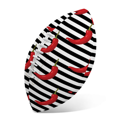 Black And White Striped Chili Print Rugby Ball