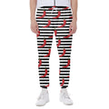 Black And White Striped Chili Print Joggers