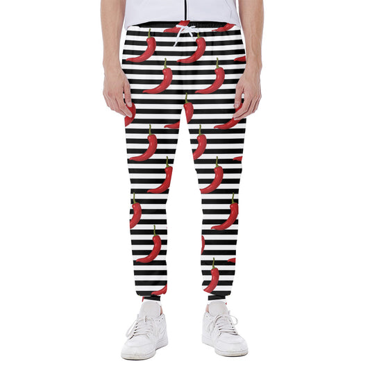 Black And White Striped Chili Print Scuba Joggers