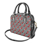 Black And White Striped Chili Print Shoulder Handbag