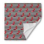 Black And White Striped Chili Print Silk Bandana