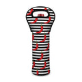 Black And White Striped Chili Print Single Neoprene Wine Tote