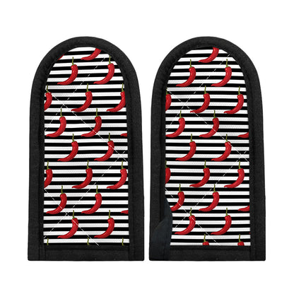 Black And White Striped Chili Print Skillet Handle Cover