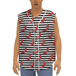 Black And White Striped Chili Print Sleeveless Baseball Jersey