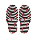 Black And White Striped Chili Print Slippers