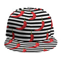 Black And White Striped Chili Print Snapback Cap